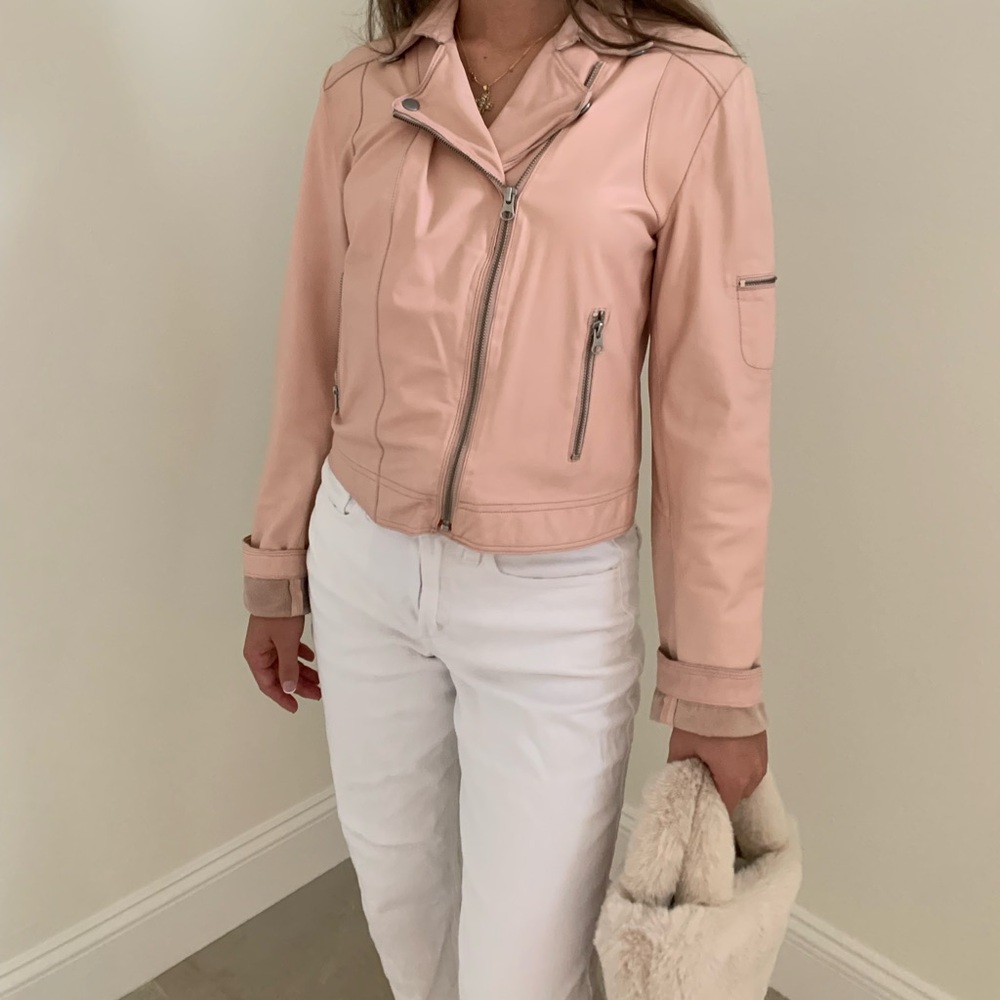 Pale Pink Leather Jacket